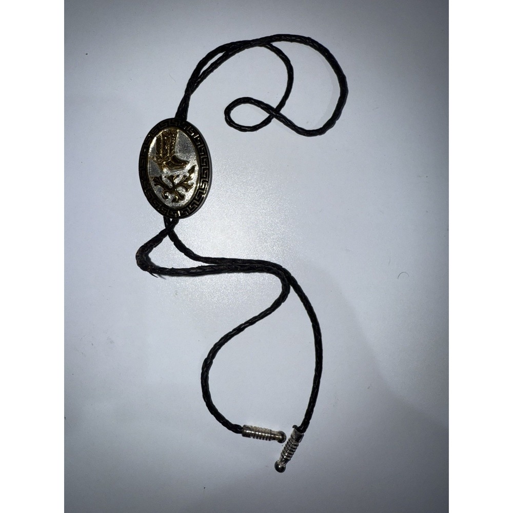 Southwestern Bolo Tie Cowboy Cowgirl Boots Mexico Alpaca Silver‎ Gold Tone